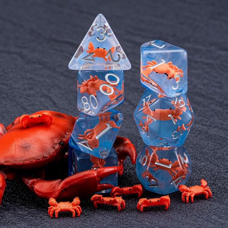 weyano Crab DND Animal Resin D&D Dice Set, 7pcs Polyhedral Dice (D4, D6, D8, D10, D12, D20, D%) for Dungeons and Dragons, RPG, MTG, Role Playing Games for Ages 15 and Up - Image 5